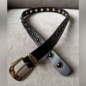 Madewell Cabochon-studded Leather Belt Gold Hardware sz SMALL